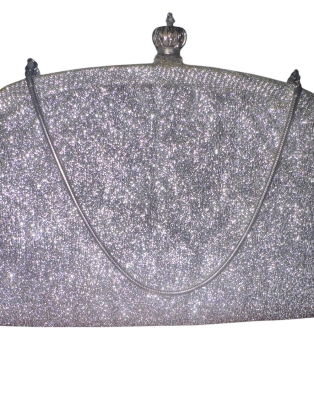 Vintage Silver Glitter Evening Clutch with Chain Strap - Picture 11 of 11